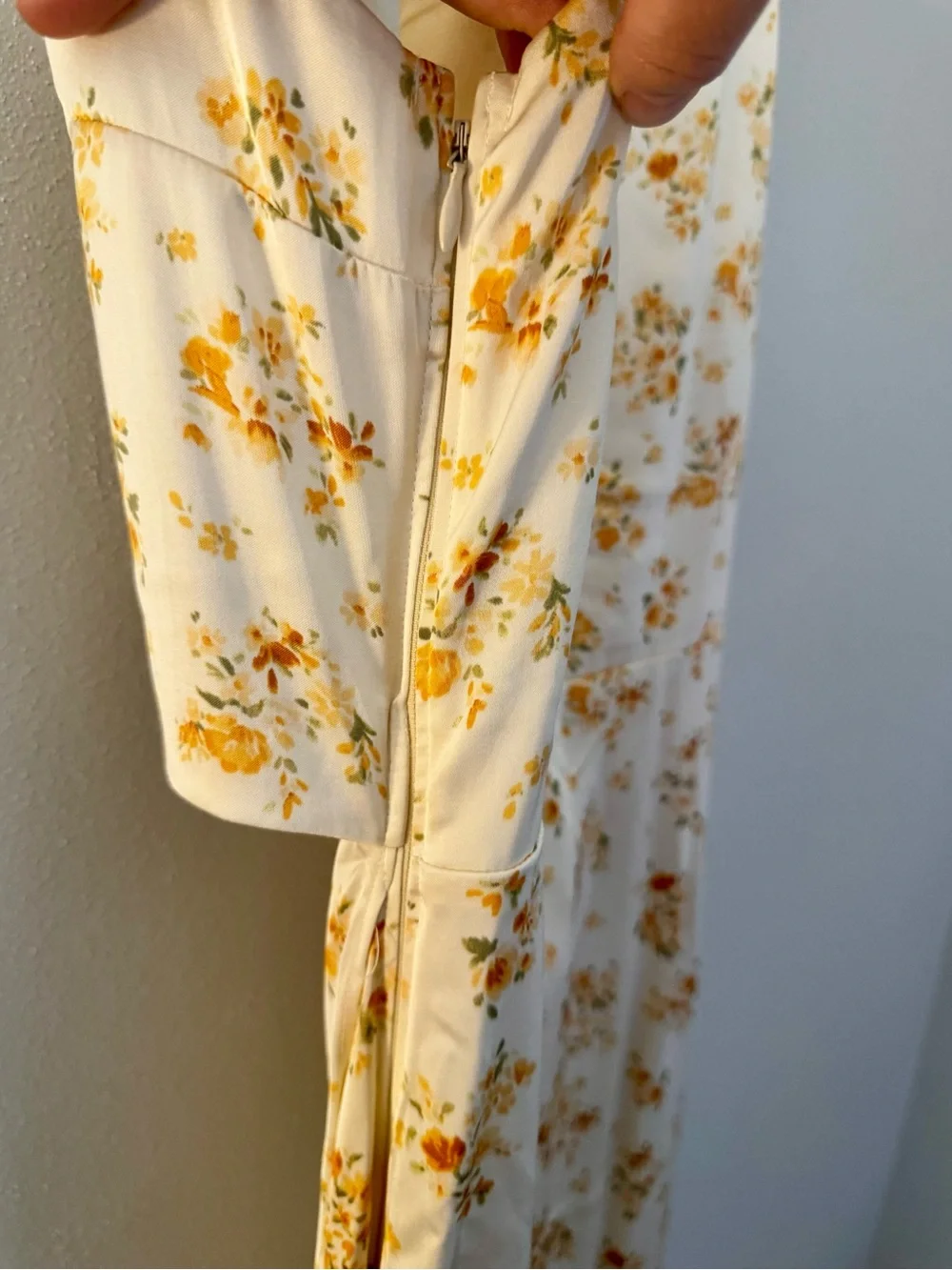 Abercrombie & Fitch Cream Maxi Dress with Yellow Floral Print